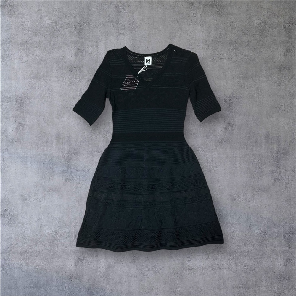 Black Knit and Mesh Dress